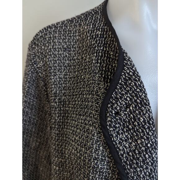 Eileen Fisher Plus Size 1X Textured Open Front Cardigan Black White Navy Cotton - Picture 3 of 8